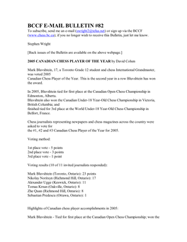 Bccf E-Mail Bulletin