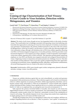 Coming-Of-Age Characterization of Soil Viruses: a User's Guide To