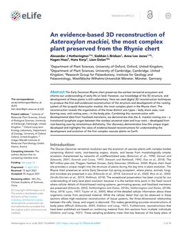 An Evidence-Based 3D Reconstruction of Asteroxylon Mackiei, the Most