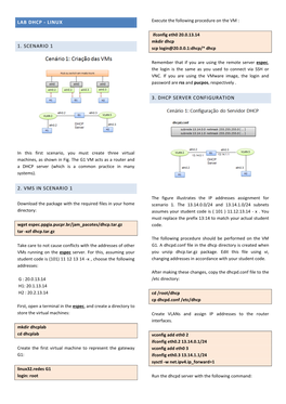 LAB DHCP - LINUX Execute the Following Procedure on the VM