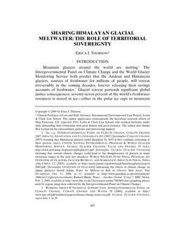 Sharing Himalayan Glacial Meltwater: the Role of Territorial Sovereignty