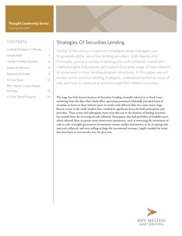 Strategies of Securities Lending
