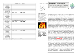 BULLETIN DE LIAISON Lundi 01 Mardi 02 EGLISE EVANGELIQUE BAPTISTE CHARLEVILLE MEZIERES Mercredi 03