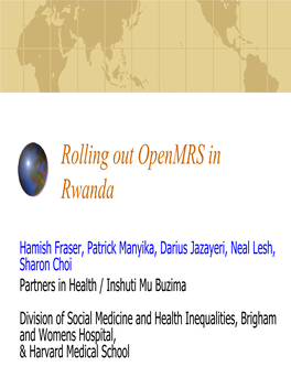 Rolling out Openmrs in Rwanda