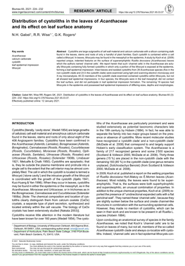 <I>Acanthaceae</I> and Its Effect on Leaf Surface Anatomy