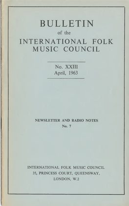 BULLETIN of the INTERNATIONAL FOLK MUSIC COUNCIL