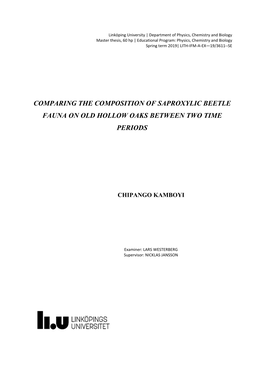 Comparing the Composition of Saproxylic Beetle Fauna on Old Hollow Oaks Between Two Time Periods