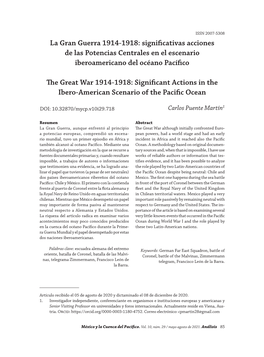 La Gran Guerra 1914-1918: Significativas Acciones De Las Potencias Centrales En El Escenario Iberoamericano Del Océano Pacífico