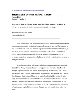 A Global Forum for Naval Historical Scholarship