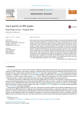 Top-K Queries on RDF Graphs ⇑ Dong Wang, Lei Zou , Dongyan Zhao