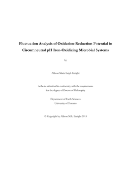 Fluctuation Analysis of Oxidation-Reduction Potential in Circumneutral Ph Iron-Oxidizing Microbial Systems