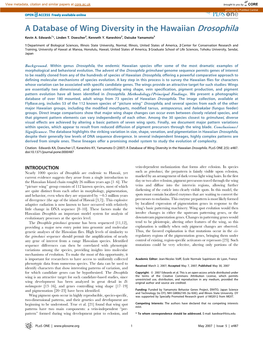 A Database of Wing Diversity in the Hawaiian Drosophila Kevin A