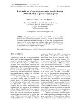 Salata, S., Borowiec, L. 2018. Redescription of Aphaenogaster