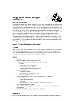 Atopy and Contact Allergies Clermont Animal Hospital, Inc