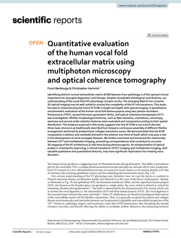 Quantitative Evaluation of the Human Vocal Fold Extracellular Matrix Using Multiphoton Microscopy and Optical Coherence Tomograp