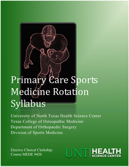 Primary Care Sports Medicine Rotation Syllabus