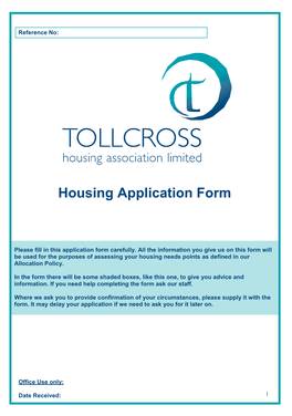 Housing Application Form