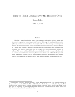 Firm Vs. Bank Leverage Over the Business Cycle