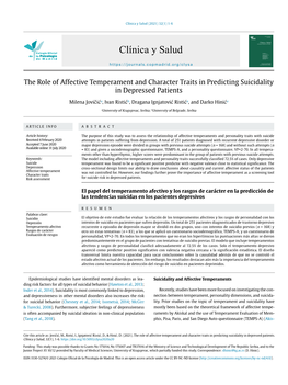 The Role of Affective Temperament and Character Traits in Predicting Suicidality in Depressed Patients