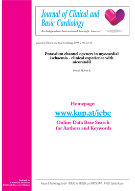 Potassium Channel Openers in Myocardial Ischaemia - Clinical Experience with Nicorandil