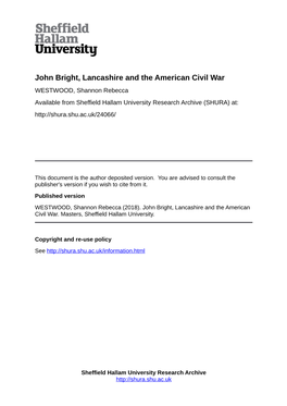 John Bright, Lancashire and the American Civil