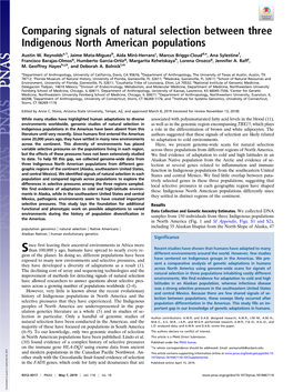 Comparing Signals of Natural Selection Between Three Indigenous North American Populations