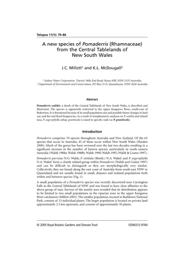 A New Species of Pomaderris (Rhamnaceae) from the Central Tablelands of New South Wales