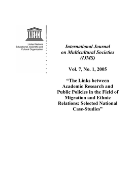 The Links Between Academic Research and Public Policies in the Field of Migration and Ethnic Relations: Selected National