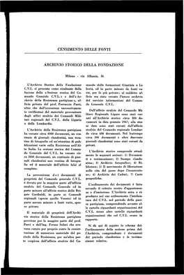 Censimento Delle Fonti Archivio Storico Della