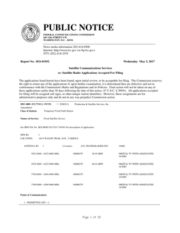 PUBLIC NOTICE FEDERAL COMMUNICATIONS COMMISSION 445 12Th STREET S.W