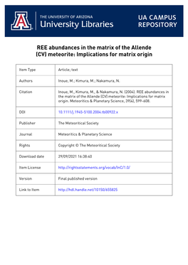 REE Abundances in the Matrix of the Allende (CV) Meteorite: Implications for Matrix Origin