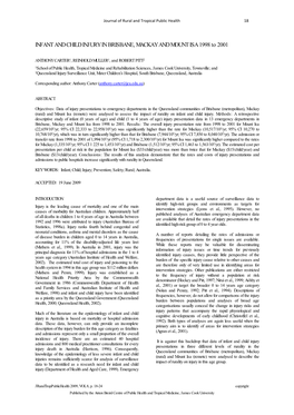 INFANT and CHILD INJURY in BRISBANE, MACKAY and MOUNT ISA 1998 to 2001