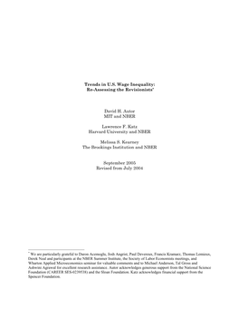 Trends in US Wage Inequality