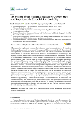 Tax System of the Russian Federation: Current State and Steps Towards Financial Sustainability