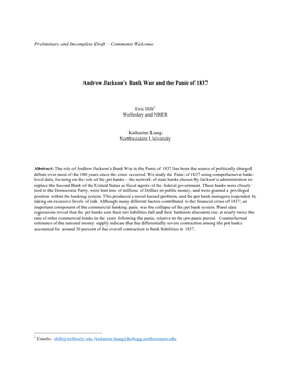 Andrew Jackson's Bank War and the Panic of 1837