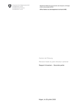 Plan Directeur Du Canton De Fribourg Rapport D’Examen Du 29 Juillet 2020