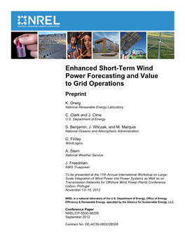 Enhanced Short-Term Wind Power Forecasting and Value to Grid Operations Preprint K