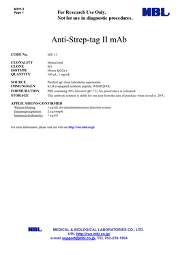 Anti-Strep-Tag II Mab