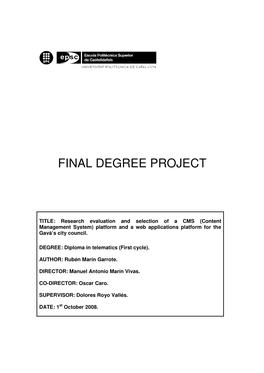 Final Degree Project