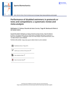 Performance of Disabled Swimmers in Protocols Or Tests and Competitions: a Systematic Review and Meta-Analysis