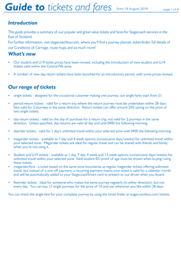 Guide to Tickets and Fares from 19 August 2019 Page 1 of 8