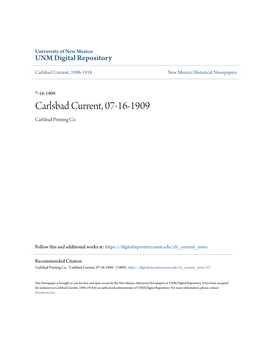 Carlsbad Current, 07-16-1909 Carlsbad Printing Co