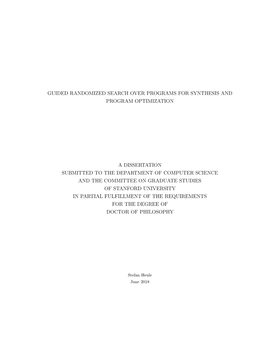 Guided Randomized Search Over Programs for Synthesis and Program Optimization