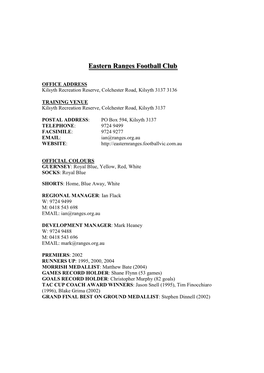 Eastern Ranges Football Club