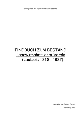 Landwirtschaftlicher Verein (Laufzeit: 1810 - 1937)