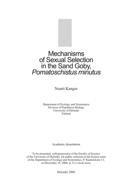 Mechanisms of Sexual Selection in the Sand Goby, Pomatoschistus Minutus