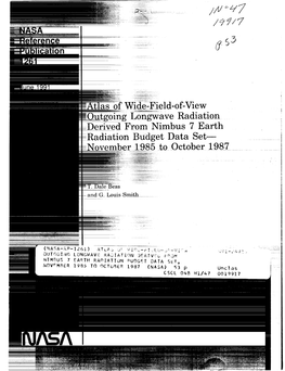 As of Wide-Field-Of-View Going Longwave Radiation Rived from Nimbus 7 Earth "M Budget Data Setm Vember 1985 to October 1987