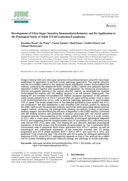 Development of Ultra-Super Sensitive Immunohistochemistry and Its Application to the Etiological Study of Adult T-Cell Leukemia/Lymphoma