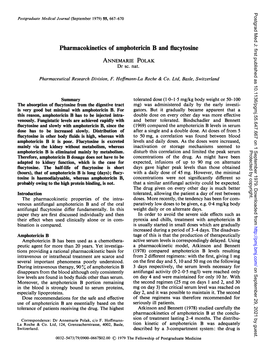 Pharmacokinetics of Amphotericin B and Flucytosine ANNEMARIE POLAK Dr Sc