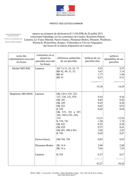 Annexe Au Récépissé De Déclaration D 11/84 EPB Du 26 Juillet 2011